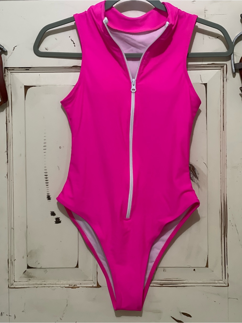 Women’s Hot Pink Zip-Front Bodysuit - Never Worn!